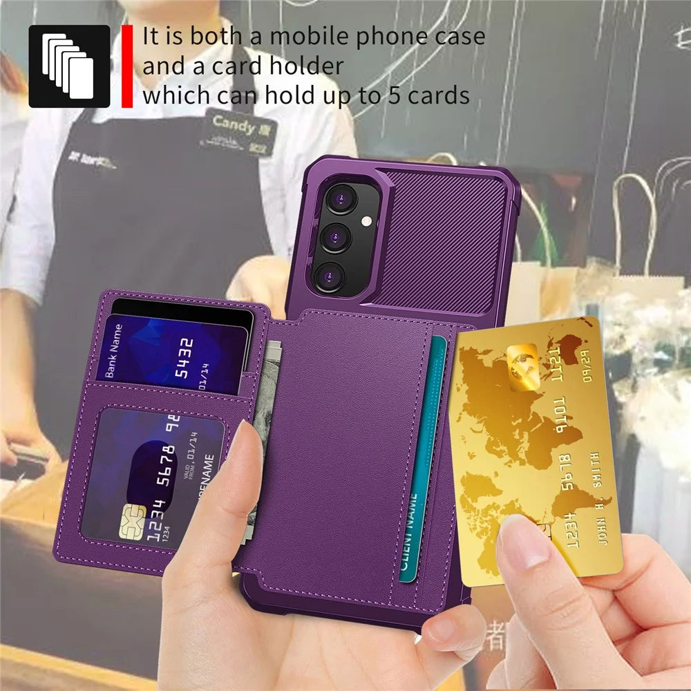 For Samsung Galaxy A05s 4G Phone Case ZM03 PU+TPU Back Cover with Card Holder - Purple - 5