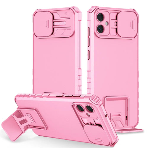 For Samsung Galaxy A05 4G Camera Protection Case Impact-Resistant PC+TPU Phone Cover - Pink - 1