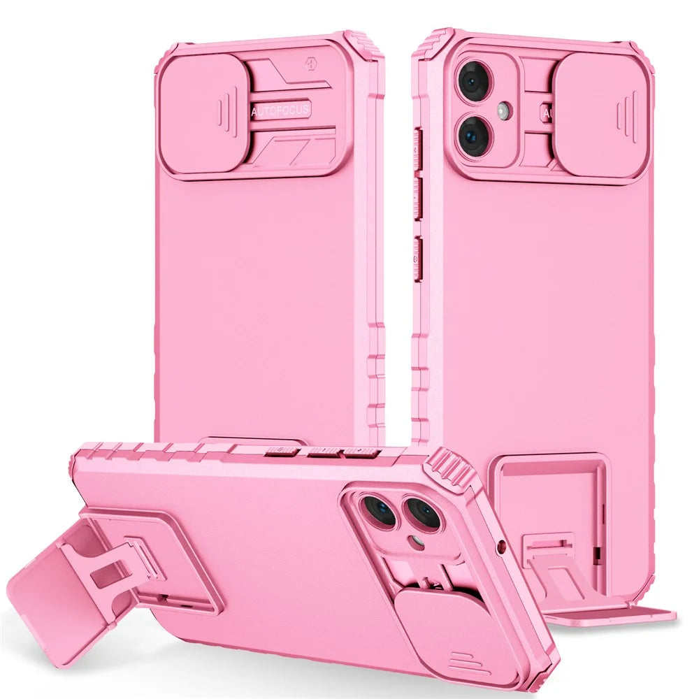 For Samsung Galaxy A05 4G Camera Protection Case Impact-Resistant PC+TPU Phone Cover - Pink - 1