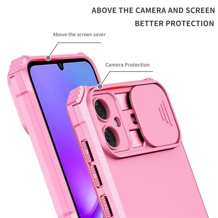 For Samsung Galaxy A05 4G Camera Protection Case Impact-Resistant PC+TPU Phone Cover - Pink - 3