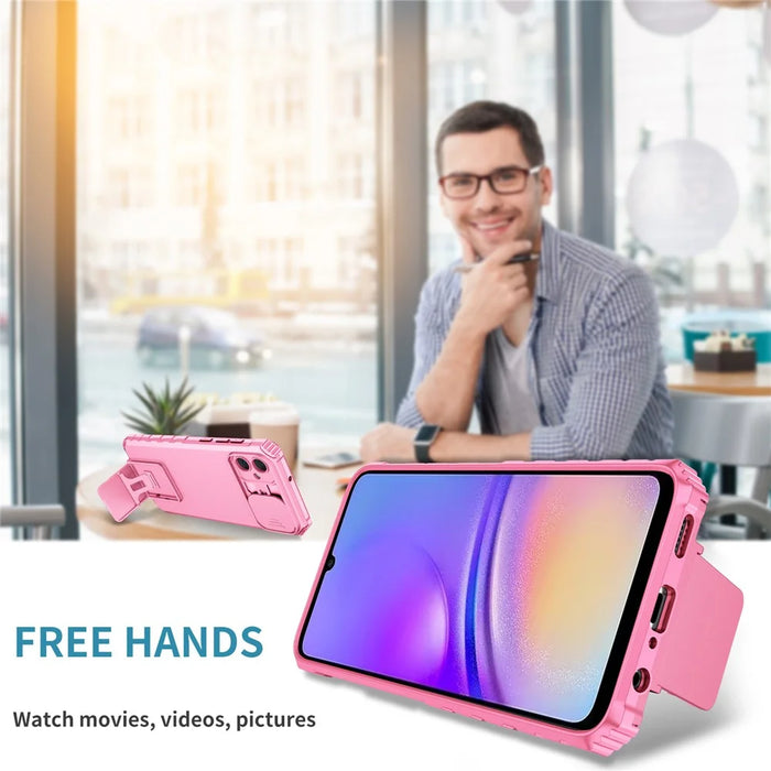 For Samsung Galaxy A05 4G Camera Protection Case Impact-Resistant PC+TPU Phone Cover - Pink - 5