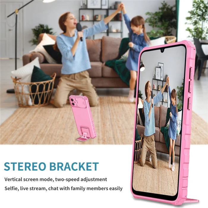 For Samsung Galaxy A05 4G Camera Protection Case Impact-Resistant PC+TPU Phone Cover - Pink - 6