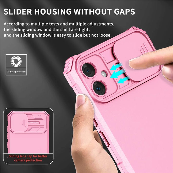 For Samsung Galaxy A05 4G Camera Protection Case Impact-Resistant PC+TPU Phone Cover - Pink - 7