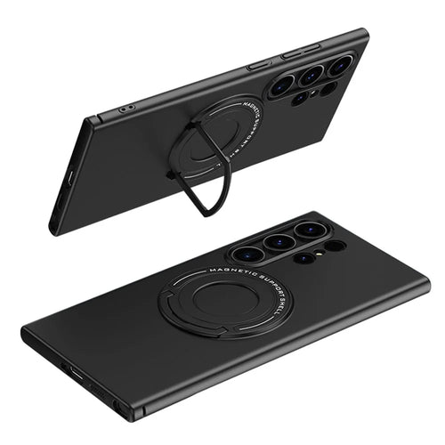 For Samsung Galaxy S24 Ultra Case Kickstand Phone Cover Magnetic Case - Black - 1
