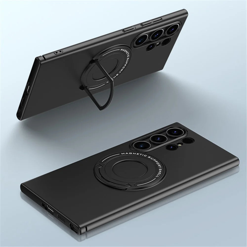 For Samsung Galaxy S24 Ultra Case Kickstand Phone Cover Magnetic Case - Black - 2