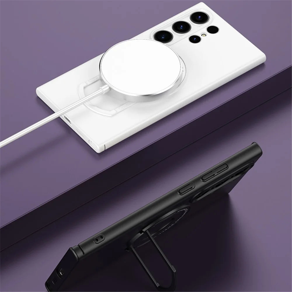 For Samsung Galaxy S24 Ultra Case Kickstand Phone Cover Magnetic Case - Black - 3