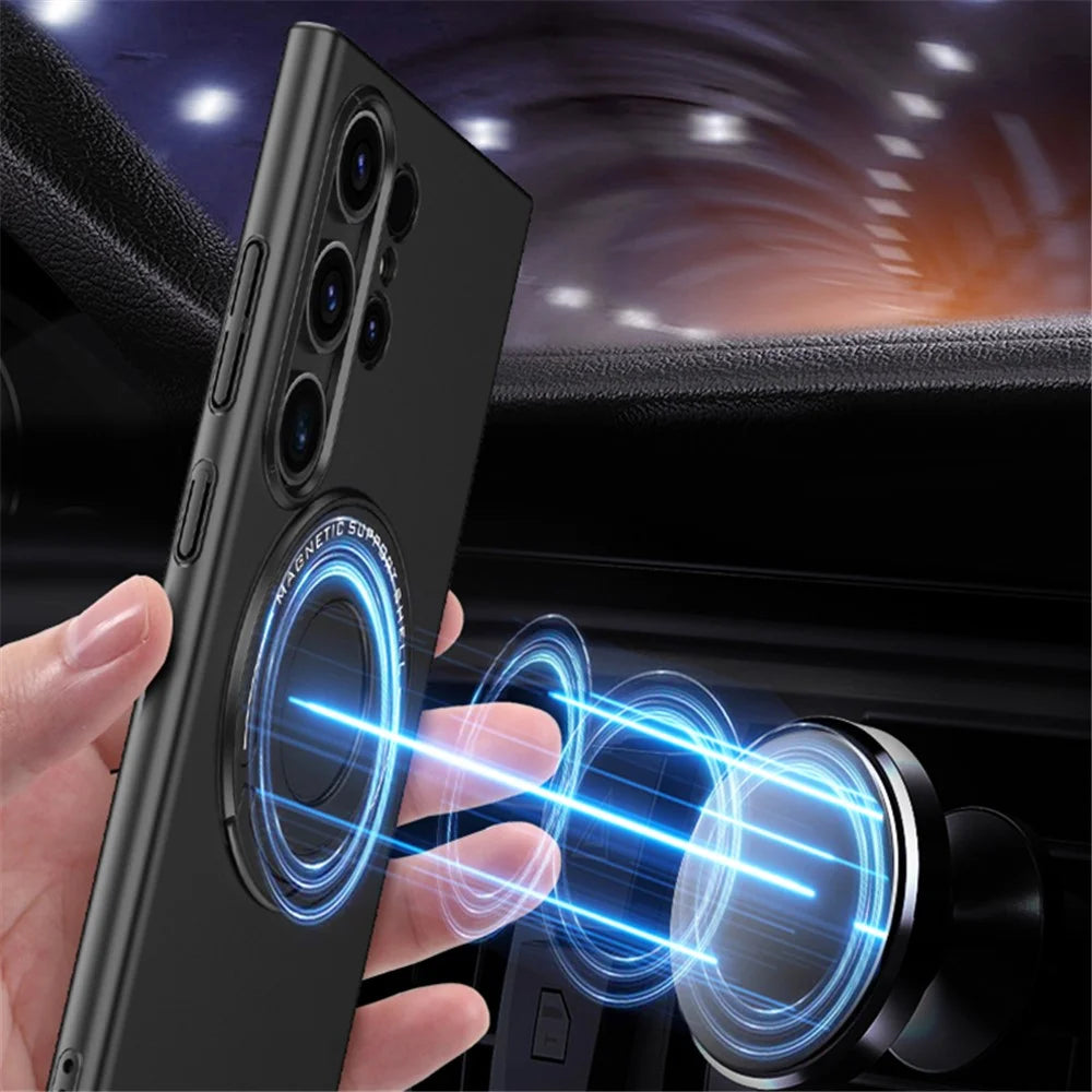For Samsung Galaxy S24 Ultra Case Kickstand Phone Cover Magnetic Case - Black - 4
