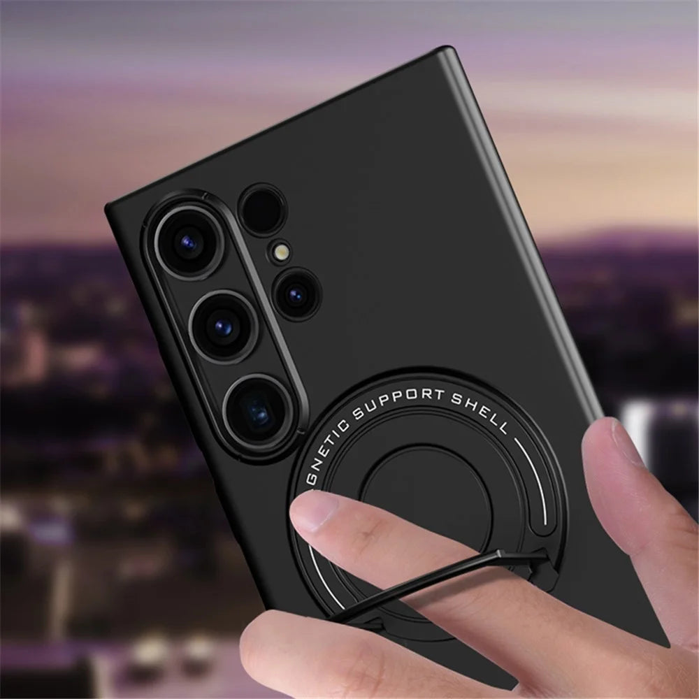For Samsung Galaxy S24 Ultra Case Kickstand Phone Cover Magnetic Case - Black - 5