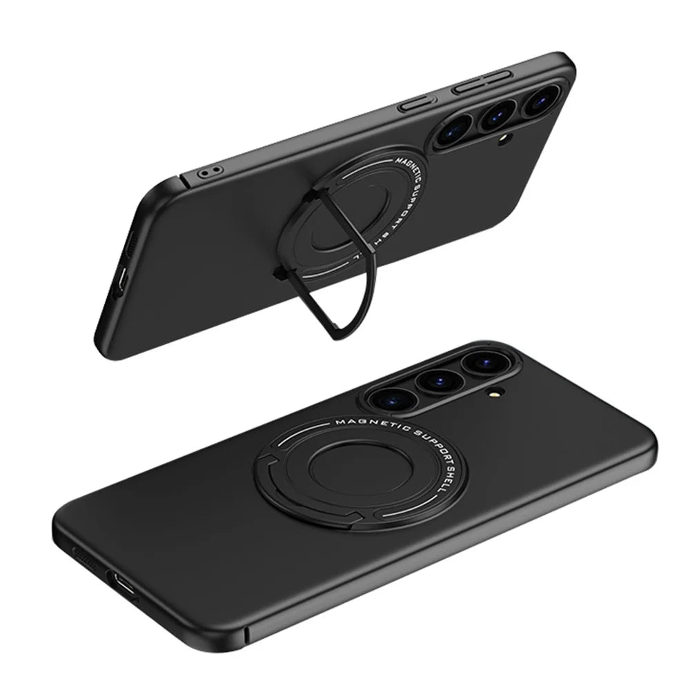 For Samsung Galaxy S24+ Magnetic Kickstand Magnetic Case Drop Protection  - Black - 1
