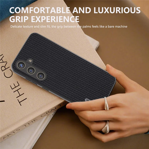 ABEEL For Samsung Galaxy S24+ Case Genuine Cow Leather Skin Phone Cover Anti-slip - Black - 2