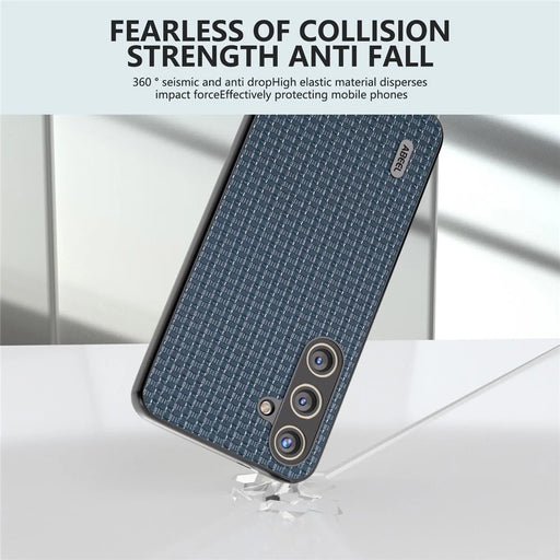 ABEEL For Samsung Galaxy S24 Phone Case Protective Shock Absorption Genuine Cow Leather Cover - Blue - 2