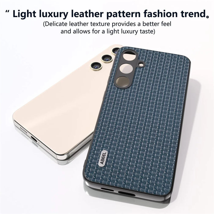 ABEEL For Samsung Galaxy S24 Phone Case Protective Shock Absorption Genuine Cow Leather Cover - Blue - 3