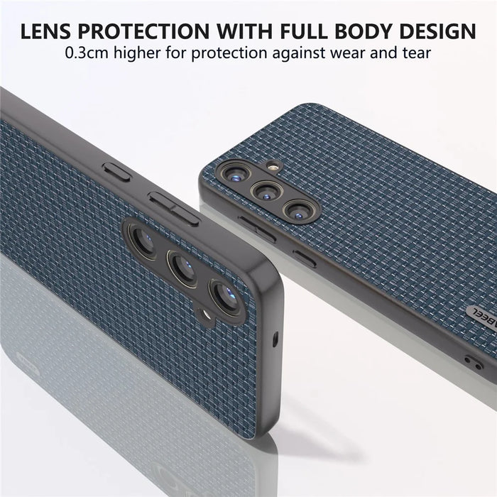 ABEEL For Samsung Galaxy S24 Phone Case Protective Shock Absorption Genuine Cow Leather Cover - Blue - 4