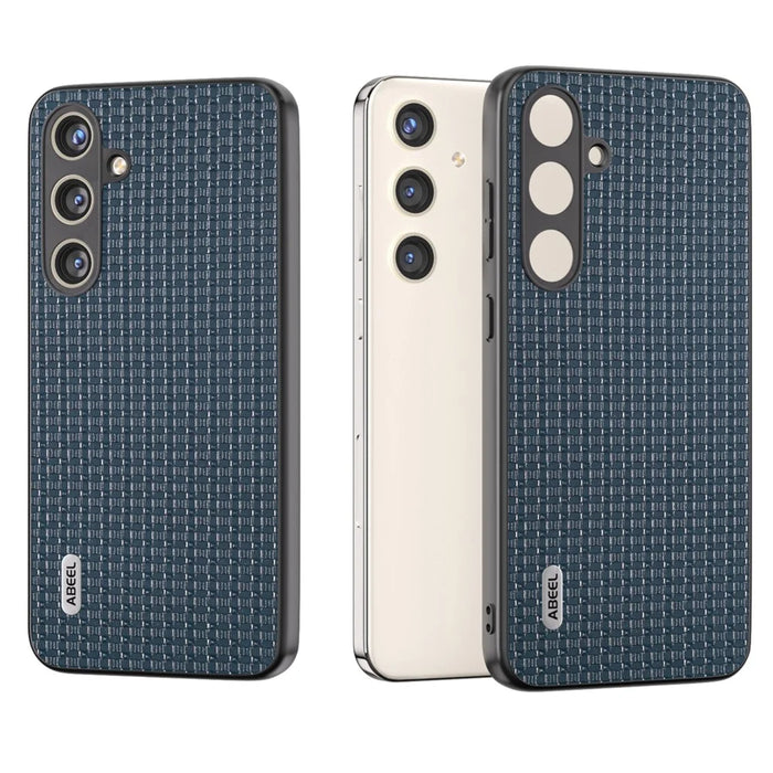 ABEEL For Samsung Galaxy S24 Phone Case Protective Shock Absorption Genuine Cow Leather Cover - Blue - 6