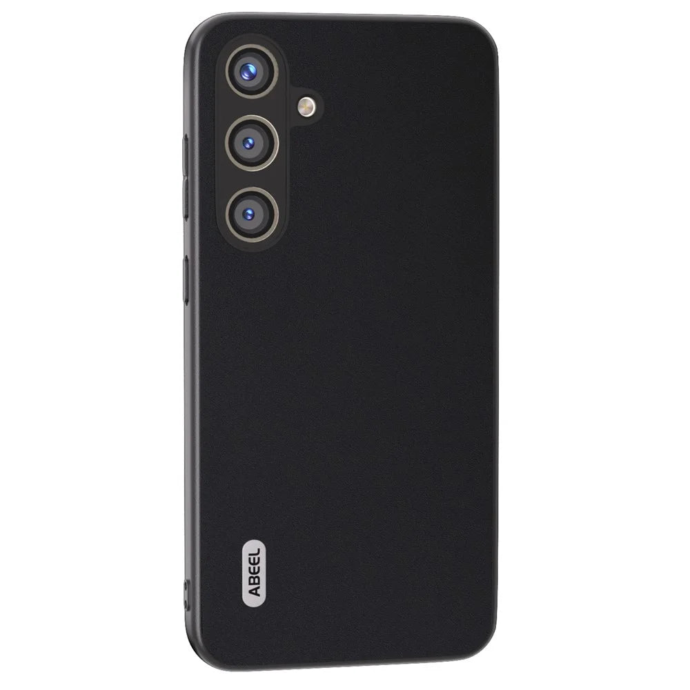 ABEEL For Samsung Galaxy S24 Silky Smooth Genuine Cow Leather Case - Black - 1