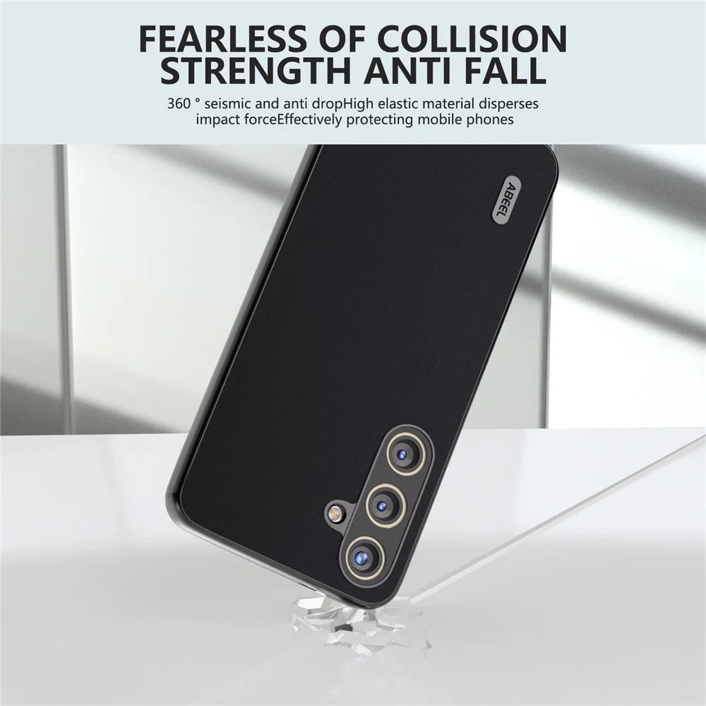 ABEEL For Samsung Galaxy S24 Silky Smooth Genuine Cow Leather Case - Black - 2