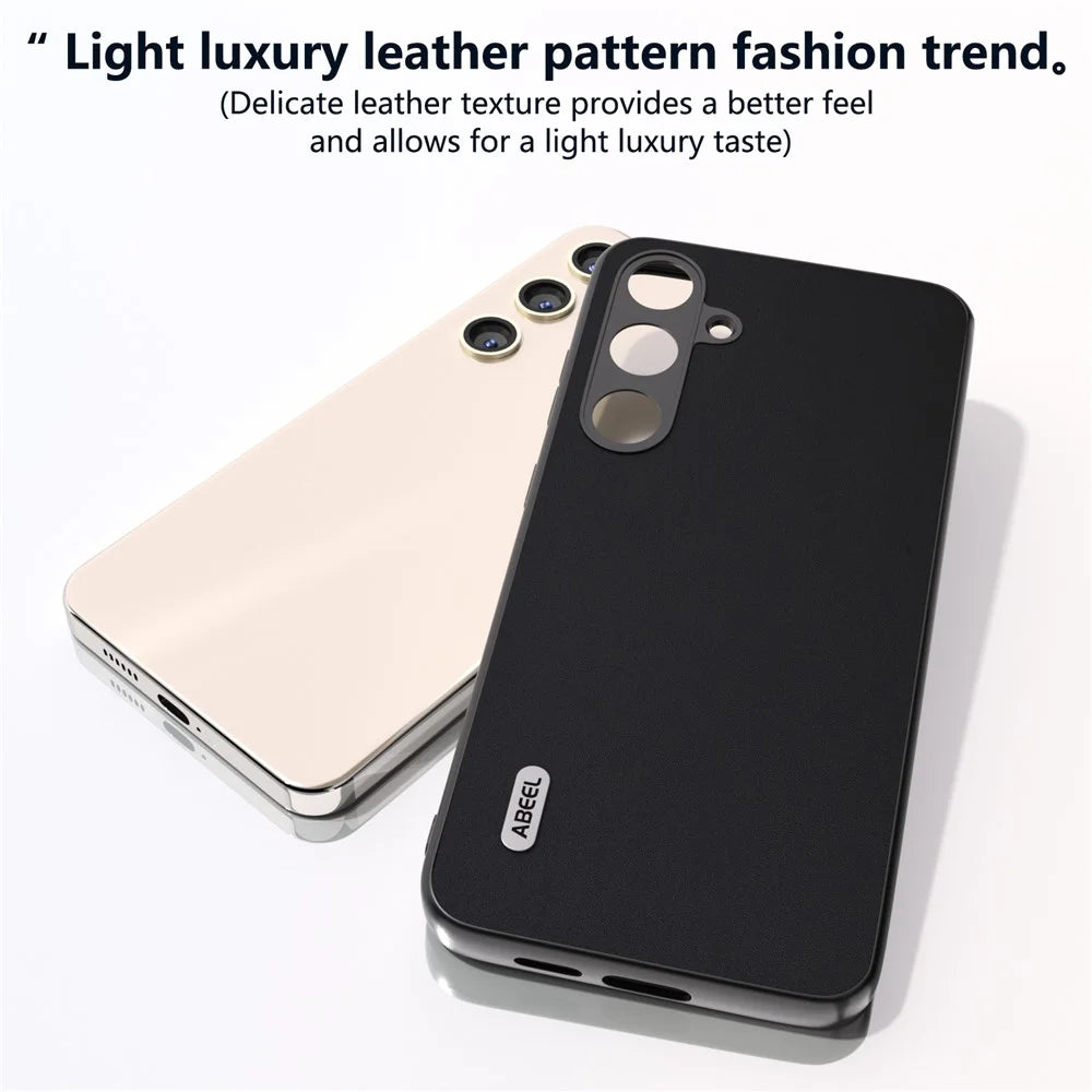 ABEEL For Samsung Galaxy S24 Silky Smooth Genuine Cow Leather Case - Black - 3