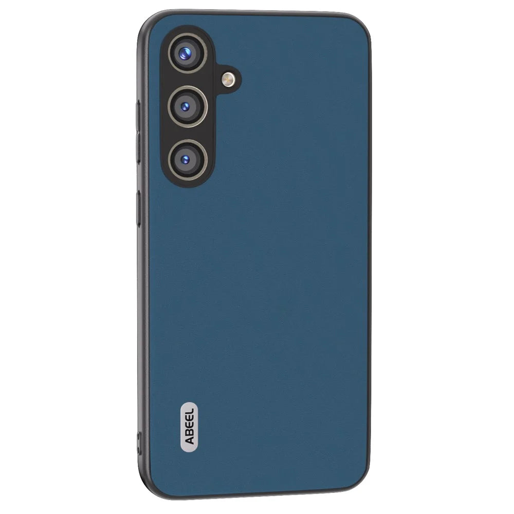 ABEEL For Samsung Galaxy S24+ Phone Case Silky Genuine Cow Leather Skin Shell - Blue - 1