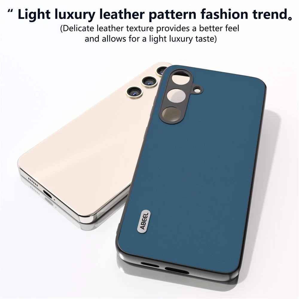 ABEEL For Samsung Galaxy S24+ Phone Case Silky Genuine Cow Leather Skin Shell - Blue - 3