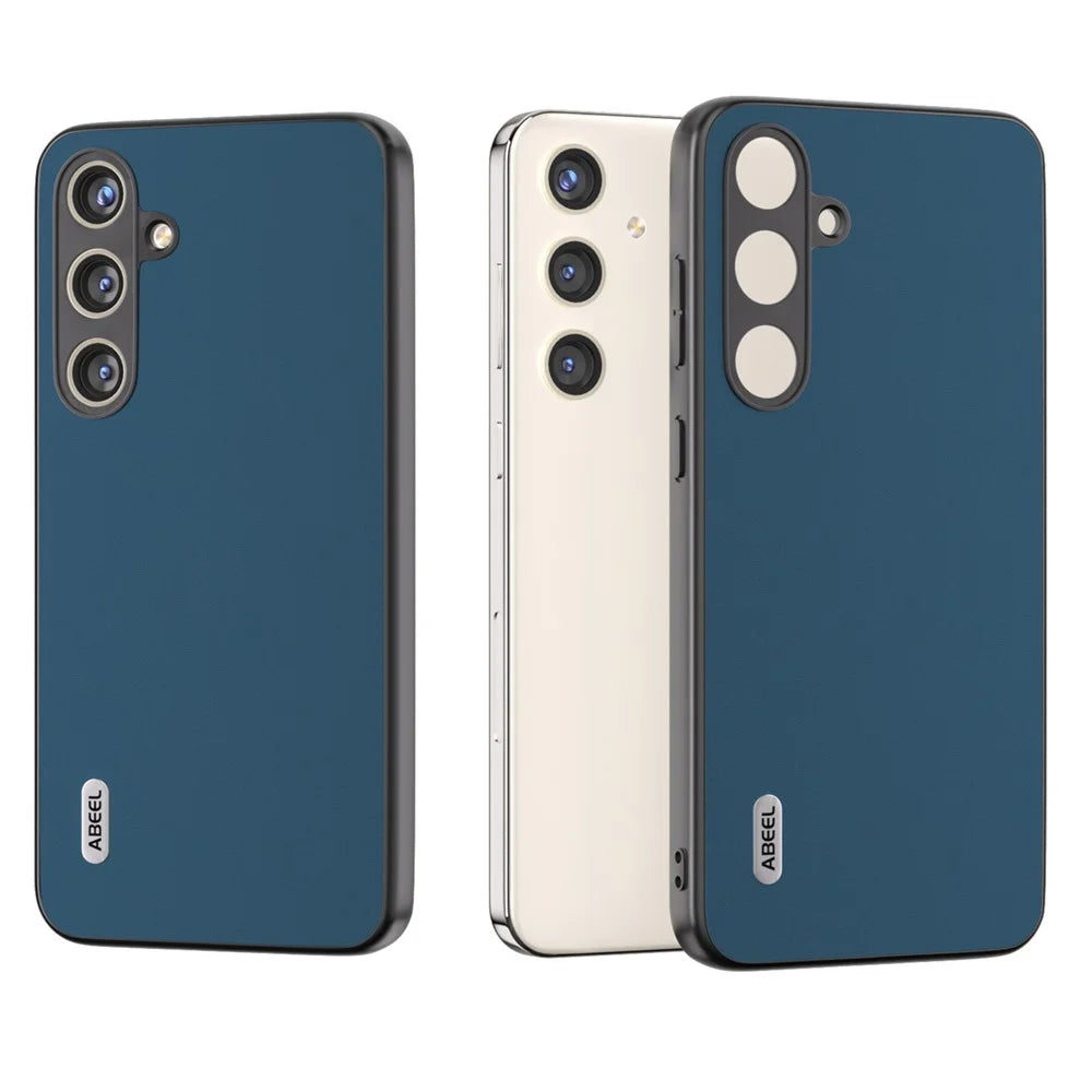 ABEEL For Samsung Galaxy S24+ Phone Case Silky Genuine Cow Leather Skin Shell - Blue - 6