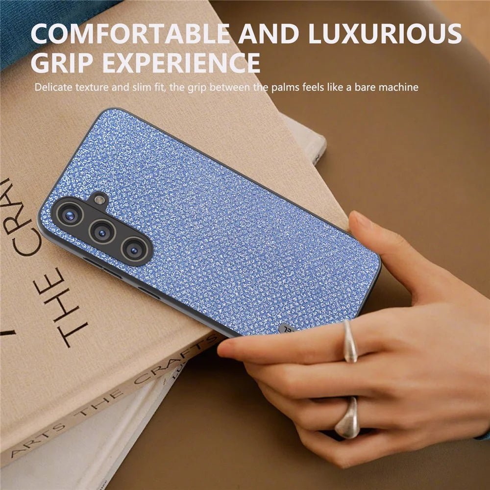 ABEEL For Samsung Galaxy S24 Rhinestone Texture Glitter Leather Skin Case - Blue - 5