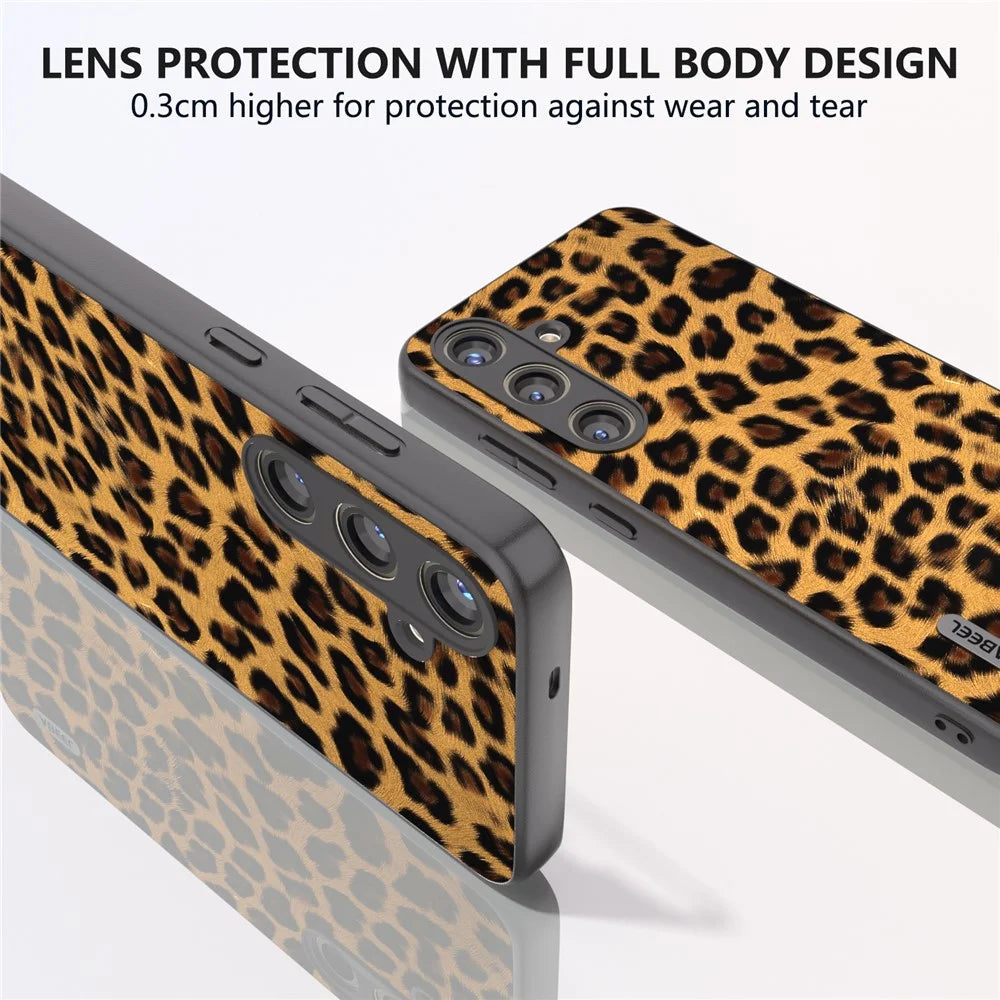 ABEEL For Samsung Galaxy S24+ Leopard Print Leather Case Anti-Scratch Cover - Gold - 4