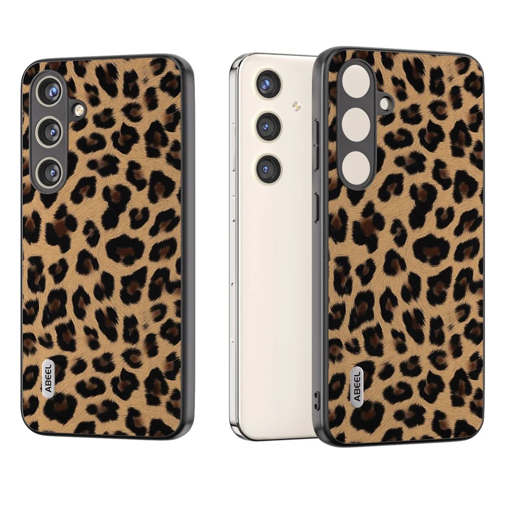 ABEEL For Samsung Galaxy S24+ Leopard Print Leather Case Anti-Scratch Cover - Gold - 6