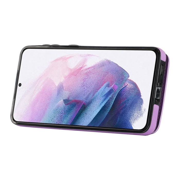 For Samsung Galaxy S21+ 5G Case RFID Blocking PU+TPU Phone Cover with Card Slots - Purple - 3