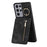 For Samsung Galaxy S21 Ultra 5G Case Ring Kickstand RFID Blocking PU+TPU Phone Cover - Black - 1