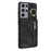 For Samsung Galaxy S21 Ultra 5G Case Ring Kickstand RFID Blocking PU+TPU Phone Cover - Black - 7