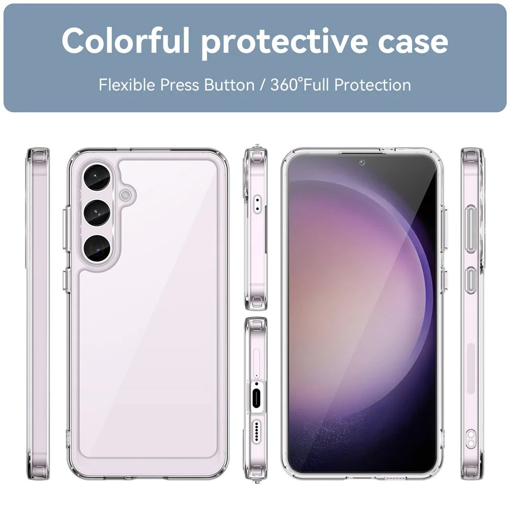 For Samsung Galaxy S24 Case Ultra-Transparent Phone Cover with Electroplated Buttons (Big Rear Lens Hole) - 2