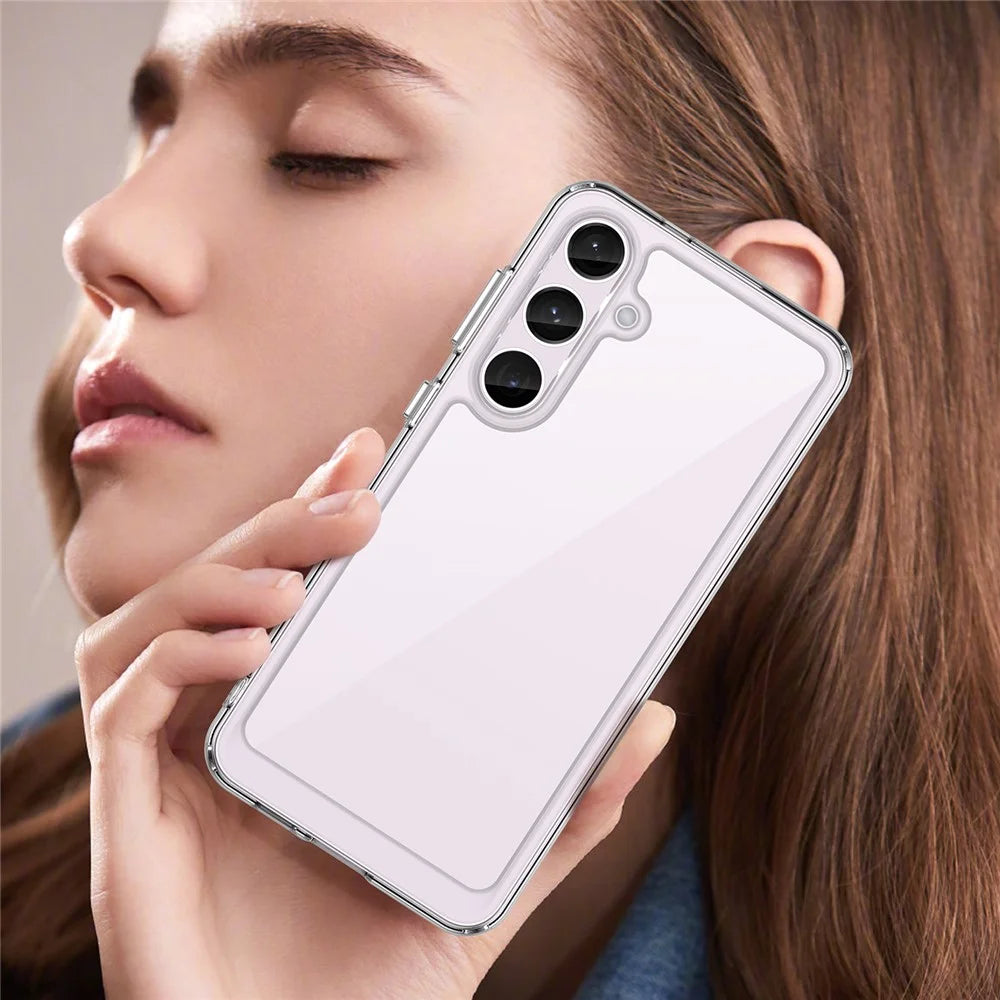 For Samsung Galaxy S24+ Clear Case Electroplating Buttons Phone Cover (Big Rear Lens Hole) - 7