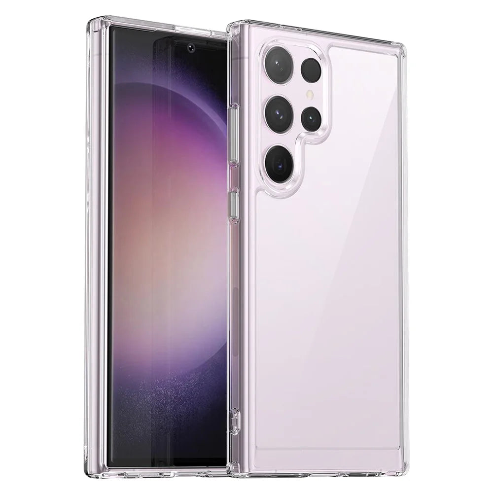 For Samsung Galaxy S24 Ultra Transparent Case Cover Electroplating Buttons (Big Rear Lens Hole) - 1