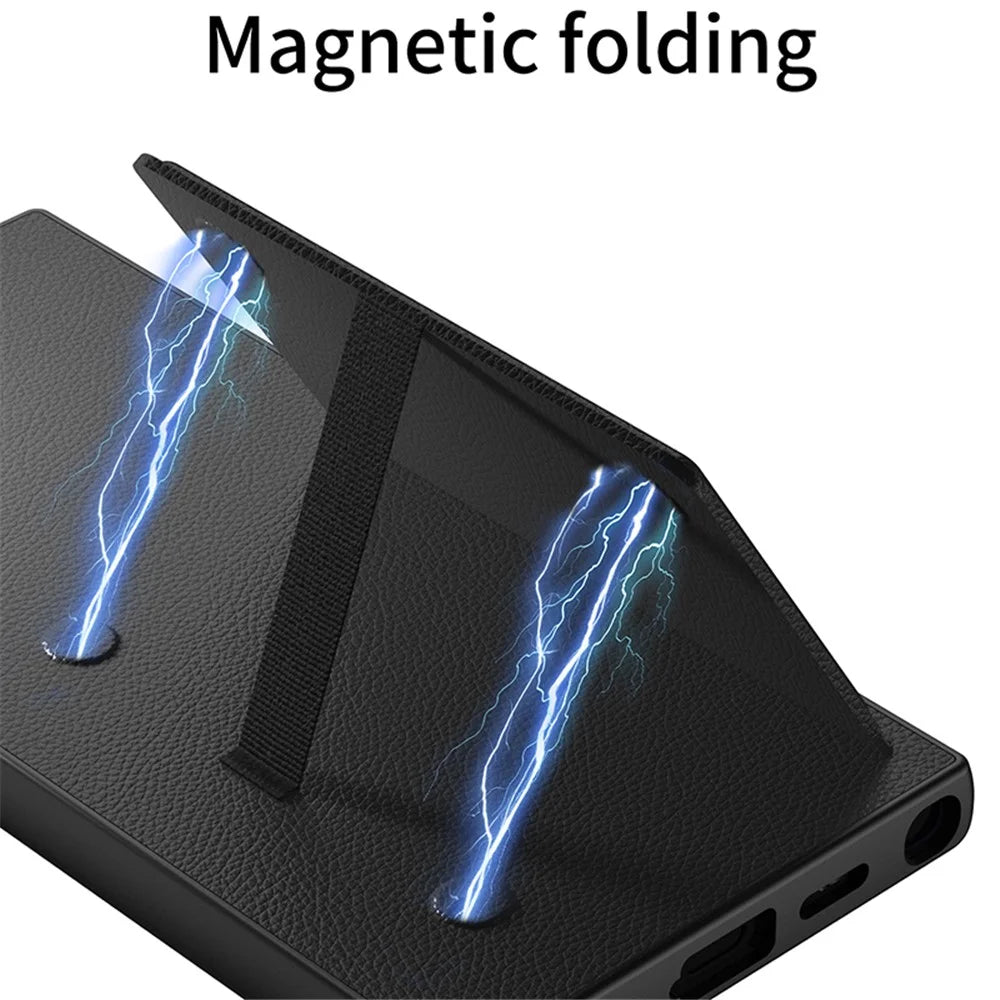 GKK For Samsung Galaxy S24 Ultra Magnetic Case PU Leather Coated PC+TPU Phone Cover with Card Slot - Midnight Green - 5