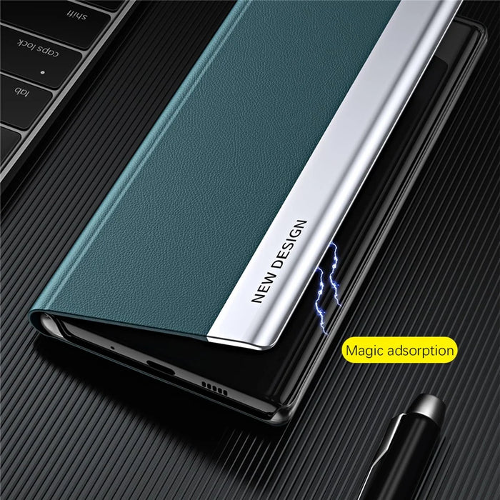 For Samsung Galaxy A35 5G Case PU Leather Flip Cover Electroplating Shockproof Case - Green - 3