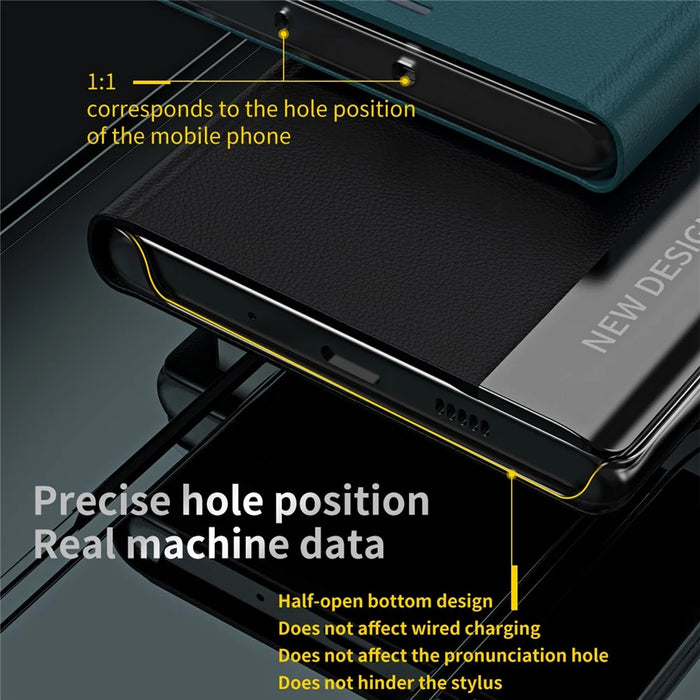For Samsung Galaxy A35 5G Case PU Leather Flip Cover Electroplating Shockproof Case - Green - 5