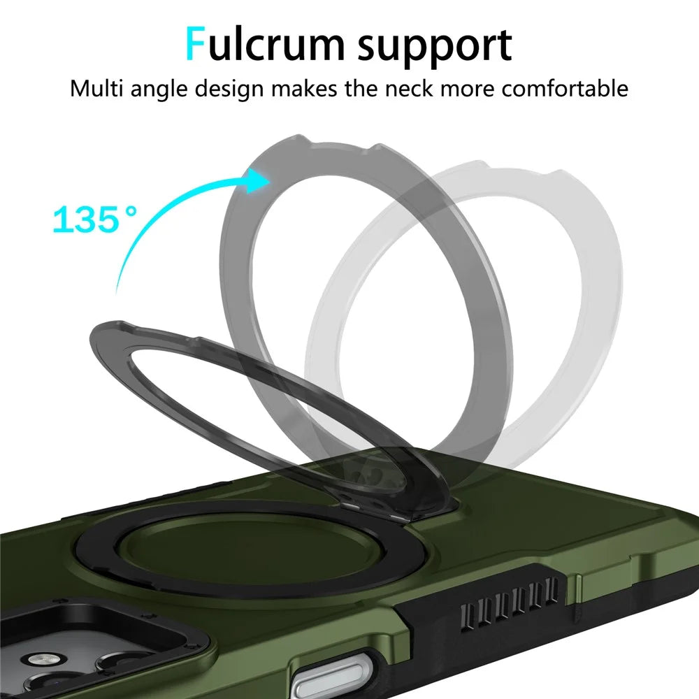 For Samsung Galaxy A13 5G / A13 4G Case Slim-Fit TPU+PC 2-in-1 Ring Kickstand Phone Back Shell - Blackish Green - 7