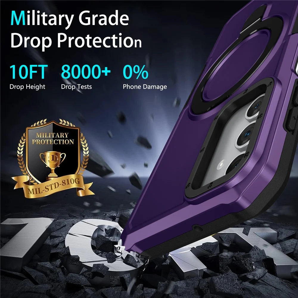 For Samsung Galaxy A15 4G / A15 5G Cell Phone Case Hybrid TPU+PC Ring Holder Kickstand Cover - Dark Purple - 2