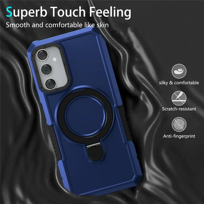 For Samsung Galaxy A05s 4G Cell Phone Case TPU+PC 2-in-1 Ring Kickstand Protective Shell - Sapphire - 3