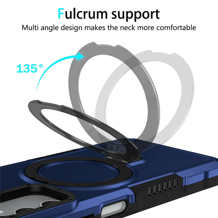 For Samsung Galaxy A05s 4G Cell Phone Case TPU+PC 2-in-1 Ring Kickstand Protective Shell - Sapphire - 7