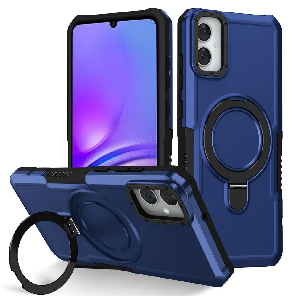 For Samsung Galaxy A05 4G Cover Hybrid TPU+PC Smartphone Case with Ring Holder Kickstand - Sapphire - 1