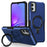For Samsung Galaxy A05 4G Cover Hybrid TPU+PC Smartphone Case with Ring Holder Kickstand - Sapphire - 1