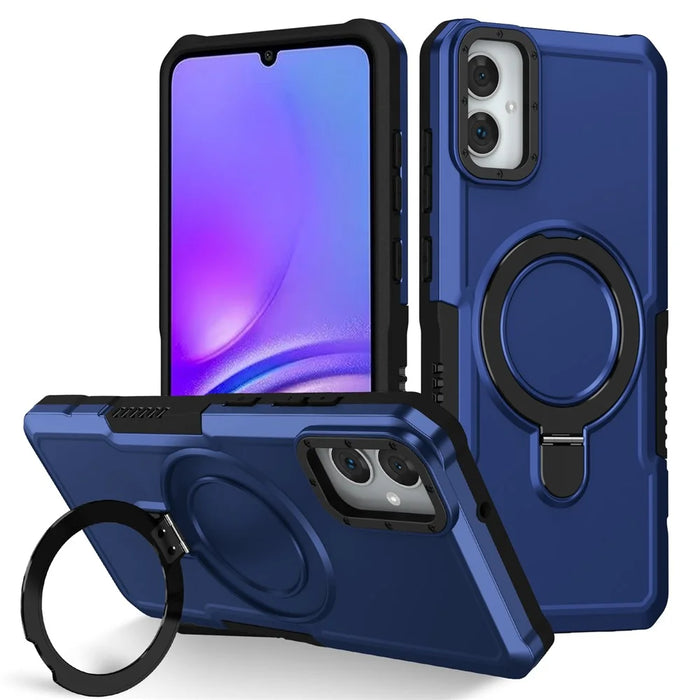 For Samsung Galaxy A05 4G Cover Hybrid TPU+PC Smartphone Case with Ring Holder Kickstand - Sapphire - 1