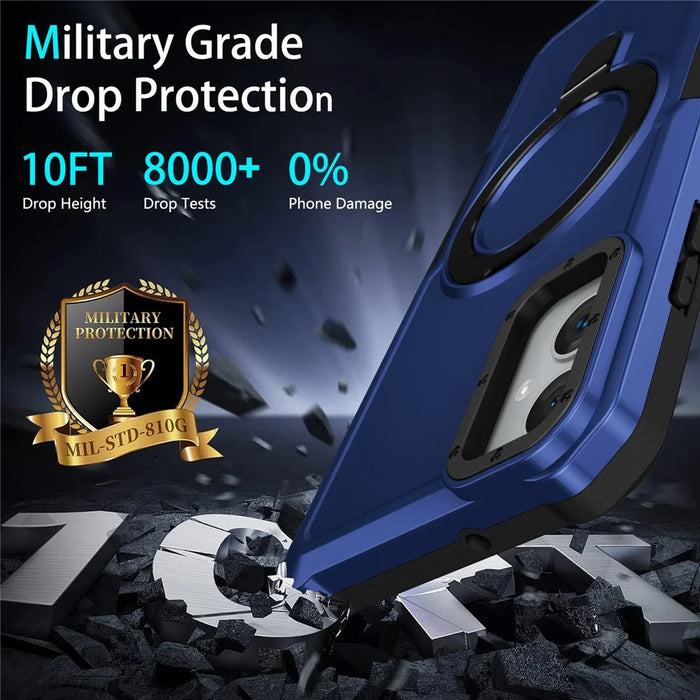 For Samsung Galaxy A05 4G Cover Hybrid TPU+PC Smartphone Case with Ring Holder Kickstand - Sapphire - 2