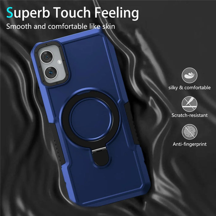 For Samsung Galaxy A05 4G Cover Hybrid TPU+PC Smartphone Case with Ring Holder Kickstand - Sapphire - 3