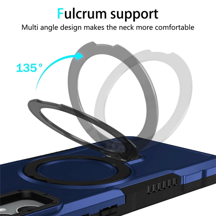 For Samsung Galaxy A05 4G Cover Hybrid TPU+PC Smartphone Case with Ring Holder Kickstand - Sapphire - 7