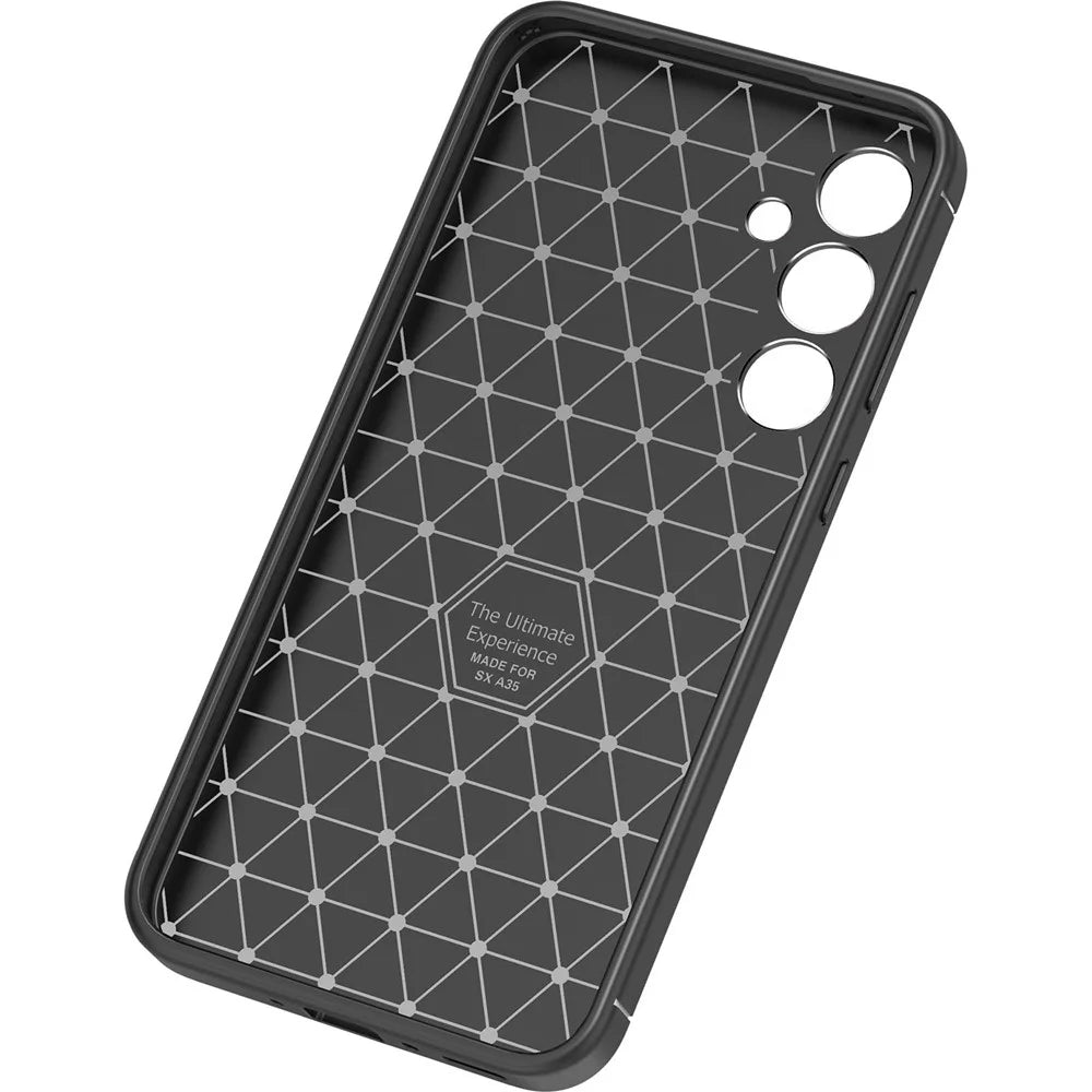 For Samsung Galaxy A35 5G Cell Phone Case Carbon Fiber Texture TPU Anti-fingerprint Protection Cover - 5