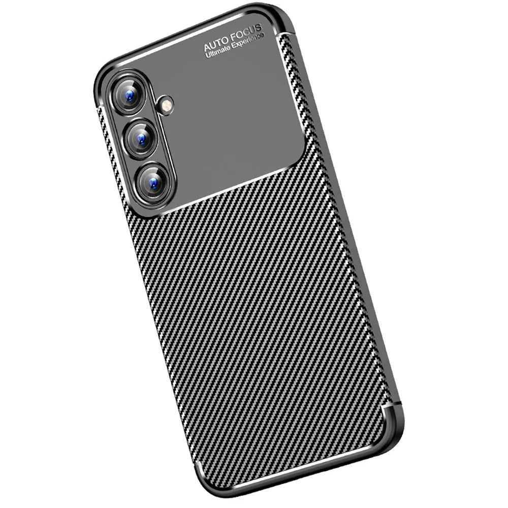 For Samsung Galaxy A35 5G Cell Phone Case Carbon Fiber Texture TPU Anti-fingerprint Protection Cover - 6
