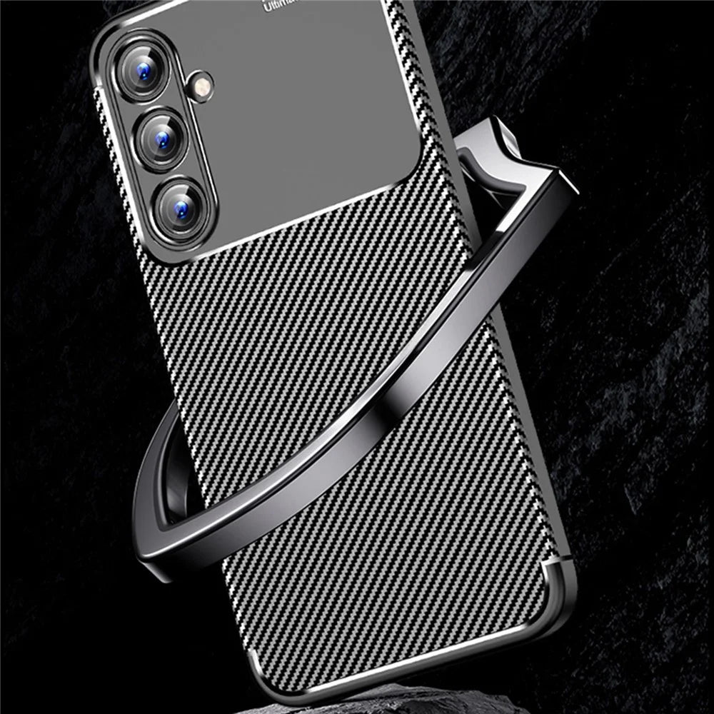 For Samsung Galaxy A35 5G Cell Phone Case Carbon Fiber Texture TPU Anti-fingerprint Protection Cover - 7