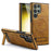 For Samsung Galaxy S22 Ultra 5G Magnetic Case Kickstand Leather Phone Back Cover  - Brown - 1